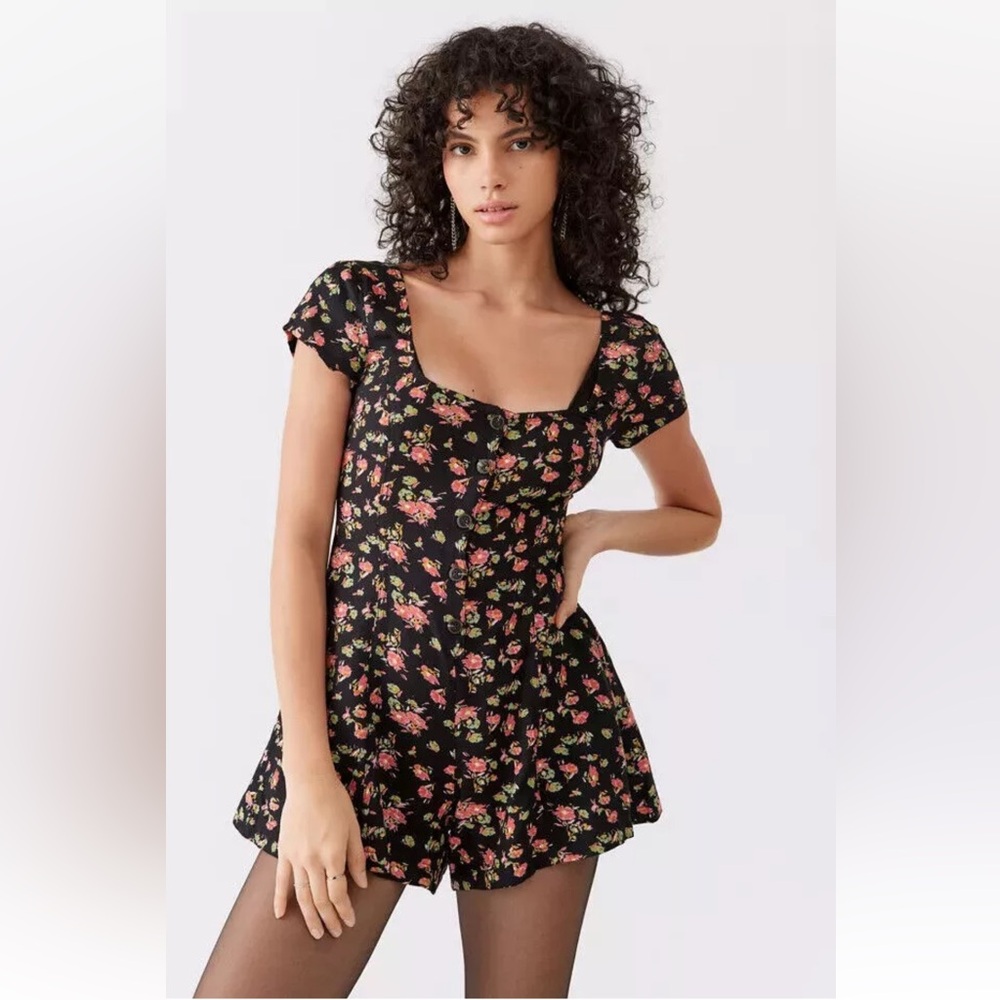 NWT Urban Outfitters My So Called Romper in Black Multi size S